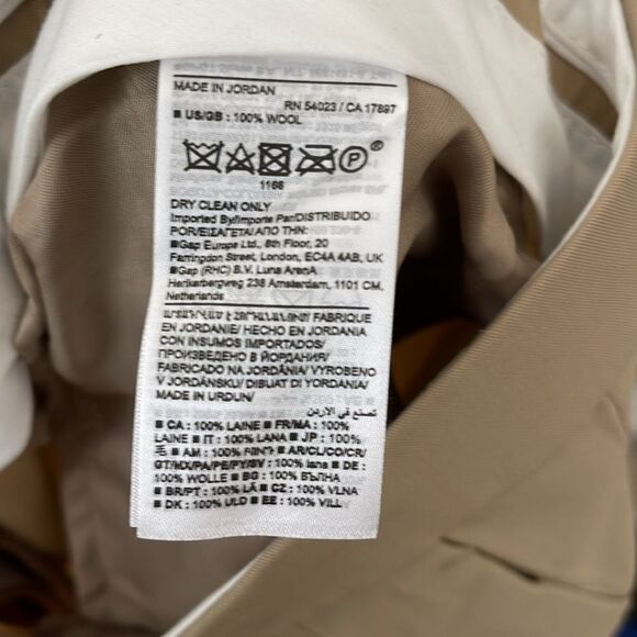 Banana Republic Vasto Pleated Italian Wool Pant Tan/Khaki size 14 - Picture 6 of 7